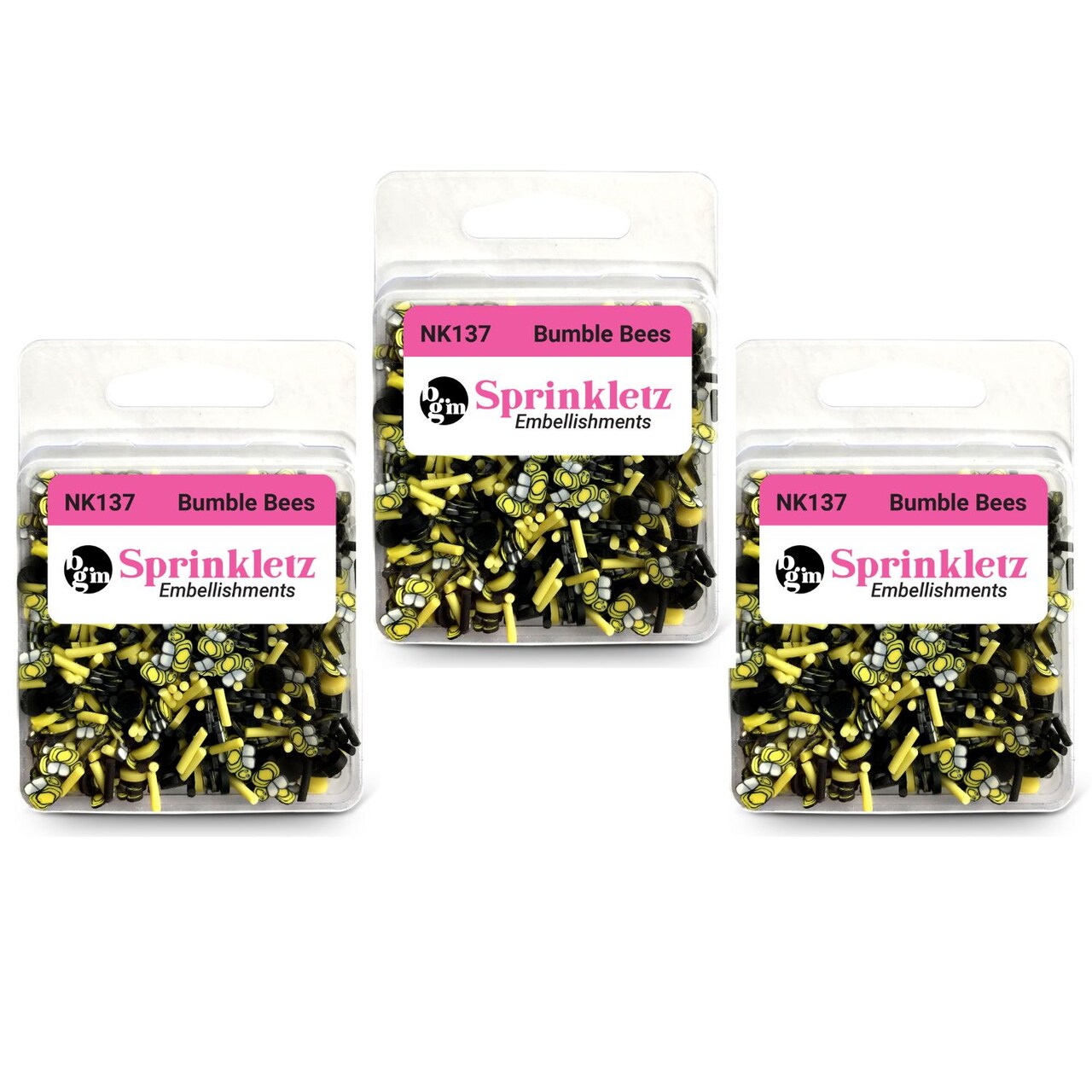 Buttons Galore Sprinkletz Embellishments for Crafts, Tiny Polymer Clay Shapes & Unique Designs- Bumble Bees -3 Pack